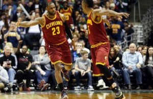 LeBron James and J.R. Smith vs. Milwaukee on March 22, 2015