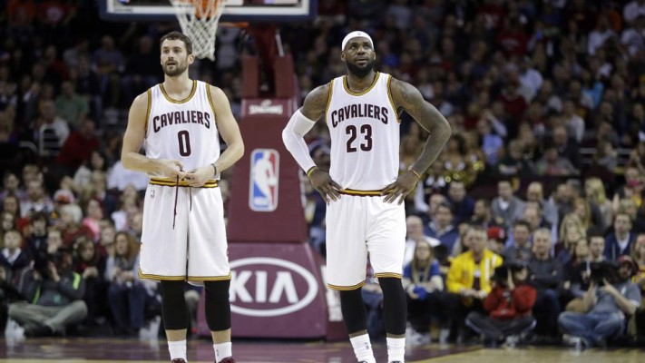 Kevin Love and LeBron James on the Cleveland Cavaliers