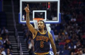 J.R. Smith pointing on the Cleveland Cavaliers