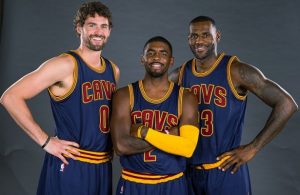 Kevin Love, Kyrie Irving, and LeBron James