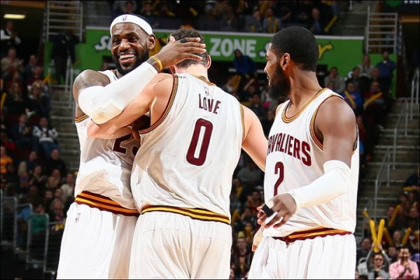LeBron James, Kevin Love, and Kyrie Irving