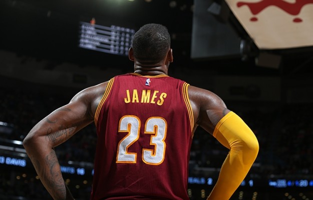 LeBron James looking up