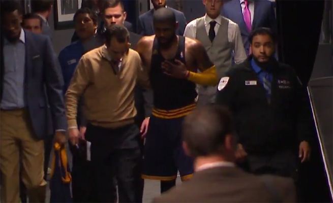 Video: Kyrie Irving Walks to the Locker Room in Noticeable Pain