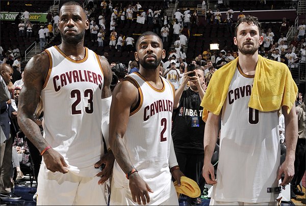 LeBron James, Kyrie Irving, and Kevin Love