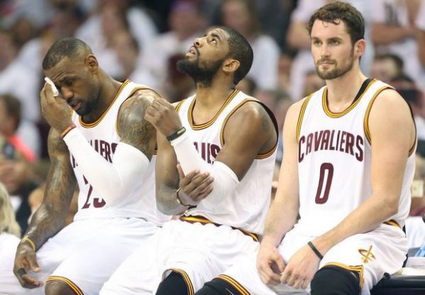 LeBron James, Kyrie Irving, and Kevin Love