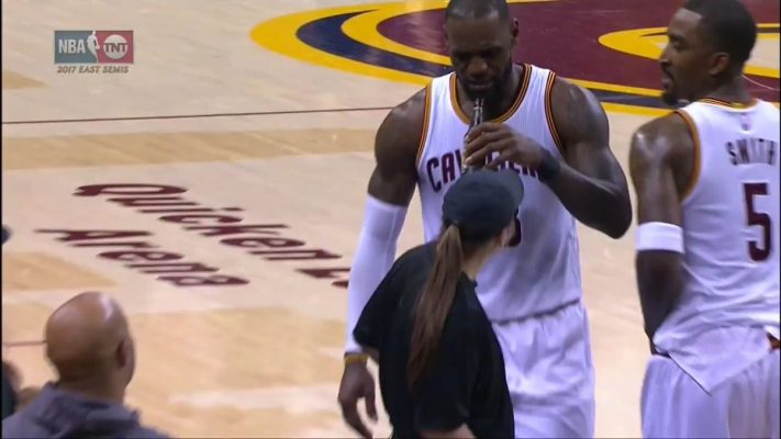 Video: LeBron James Pretends to Take Swig of Beer After Getting Fouled