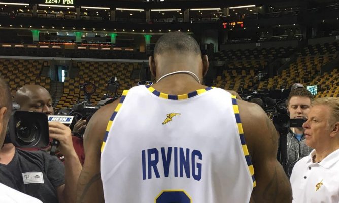 Photo: LeBron James Seen Rocking Throwback Kyrie Irving Goodyear Jersey