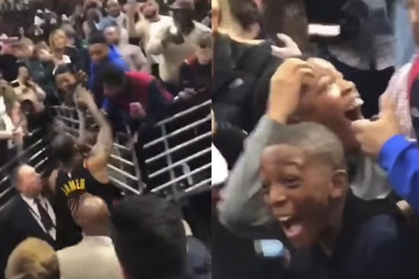 Kids Erupt, Fan Cries Tears of Joy After Receiving LeBron's Arm Sleeve