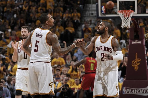 Kyrie Irving and J.R. Smith Cavs