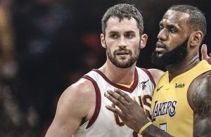 Kevin Love Cavs and LeBron James Lakers