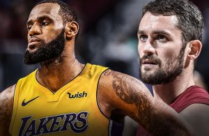 LeBron James and Kevin Love Lakers Cavs