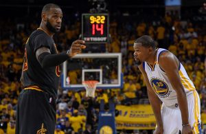 LeBron James and Kevin Durant Cavs Warriors