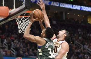 Kevin Love and Giannis Antetokounmpo