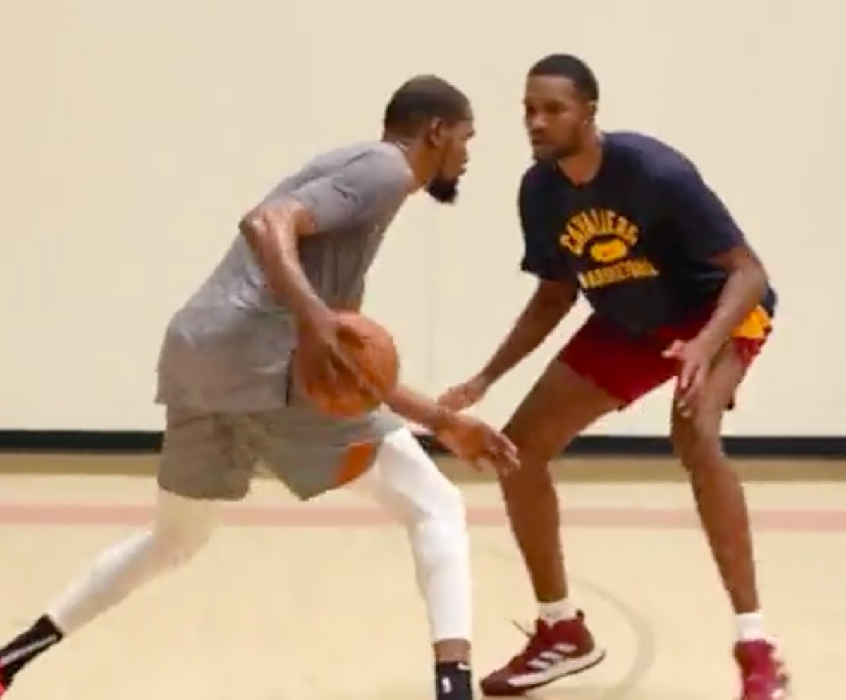 Kevin Durant and Evan Mobley